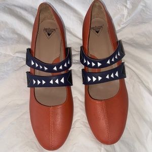 John Fluevog Mary Janes with textured 3” block  heel 8.5